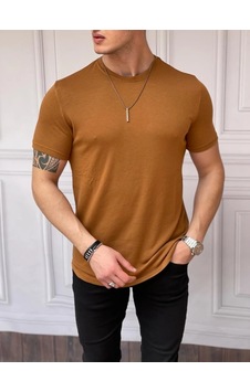 Modefendi Slim Fit Pamuk Triko Kumaş Tshırt Kahverengi Modefendi Slim Fit Pamuk Triko Kumaş Tshırt Kahverengi
