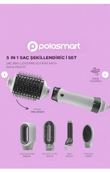 Polosmart Pbs707 5 İn 1 Saç Şekillendrici Set Gri Polosmart Pbs707 5 İn 1 Saç Şekillendrici Set Gri