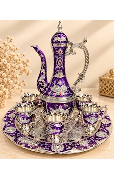 Zemzem Takımı İşlemeli Sürahi Bardak Ve Tepsili Hac Umre Zemzem İkram Seti Mor Zemzem Takımı İşlemeli Sürahi Bardak Ve Tepsili Hac Umre Zemzem İkram Seti Mor