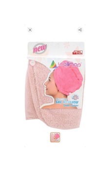 Wellmop Mikrofiber Düğmeli Saç Havlusu Pudra