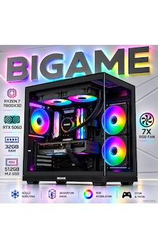 Bigame ELITE-V6 R7-7800X3D 32 GB 512 GB M2 SSD RTX5060 Free Dos Masaüstü Oyuncu Bilgisayarı Bigame ELITE-V6 R7-7800X3D 32 GB 512 GB M2 SSD RTX5060 Free Dos Masaüstü Oyuncu Bilgisayarı
