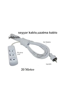 Seyyar Kablo Uzatma Kablo Ara Kablo 20 Metre 3 Lü Grup Priz