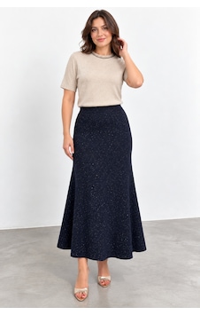 Bihan Store Kadın Simli Triko Etek W27-32940 - Lacivert Bihan Store Kadın Simli Triko Etek W27-32940 - Lacivert
