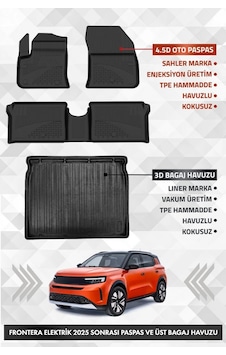 Opel Frontera Elektrikli 2025 Ve Sonrası Uyumlu 4.5d Premium Havuzlu Oto Paspas Ve Liner Üst Bagaj
