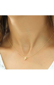 Gümüş Gold 3 Boyutlu F Harf Bayan Kolye Gold Gümüş Gold 3 Boyutlu F Harf Bayan Kolye Gold