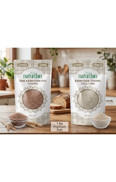 1 Kg Psyllium Seti : 500 Gr Tane Karnıyarık Otu Tohumu Ve 500 Gr Karnıyarık Tohumu Unu / Tozu / Glut