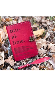 Öğretmene Muallime Deri Defter Kırmızı