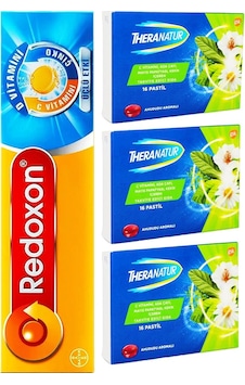 Theranatur Ahududu Aromalı 16 Pastil 3 Adet+Redoxon 3'lü Etkili 15 Efervesan Tablet