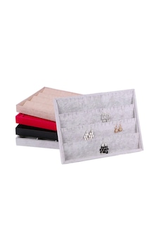 Süet Kumaş Gri Renk 24-34 Küpe Tabla Standı Çok Renkli Süet Kumaş Gri Renk 24-34 Küpe Tabla Standı Çok Renkli