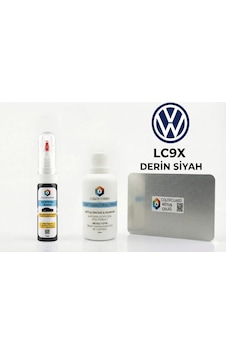 Volkswagen Lc9x Derin Siyah Rötuş Seti - 2 Si 1 Arada İğne Ve Fırça Uçlu Şişe, Solüsyon Ve Rötuş Çeliği