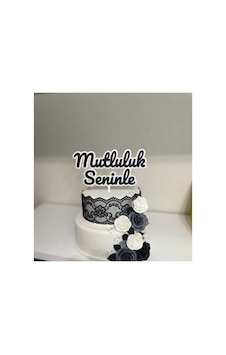 Mutluluk Seninle Pasta Süsü 2'li Set - Dekoratif Pasta Üstü Yazısı - Renk Seçenekli Topper Mutluluk Seninle Pasta Süsü 2'li Set - Dekoratif Pasta Üstü Yazısı - Renk Seçenekli Topper