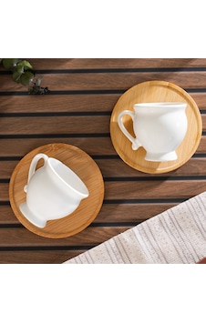 Porsima 101964 Bambu Tabaklı Porselen 6 Kişilik Fincanı Takımı-90 Porsima 101964 Bambu Tabaklı Porselen 6 Kişilik Fincanı Takımı-90