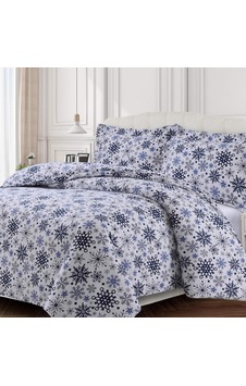 Tribeca Living Nevresim Takımı,%100 Pamuk Flanel, Kar Taneleri, Queen Sku: Smg8690010198396 0