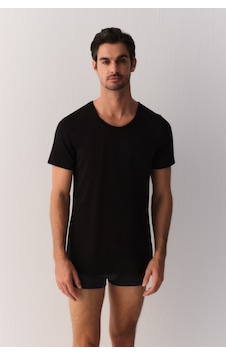 Suwen Smart Cotton Modal T-shirt Sw0004607f012 Siyah Suwen Smart Cotton Modal T-shirt Sw0004607f012 Siyah