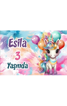 Balonlar Ve Unicorn Temalı Doğum Günü Afişi 35x50 Cm Balonlar Ve Unicorn Temalı Doğum Günü Afişi 35x50 Cm