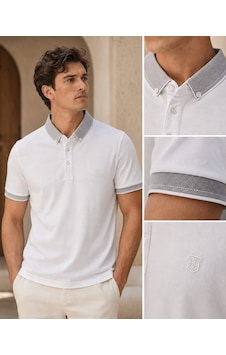 Craft Kagi Polo Yaka Desenli Düğmeli Tişört Beyaz Craft Kagi Polo Yaka Desenli Düğmeli Tişört Beyaz