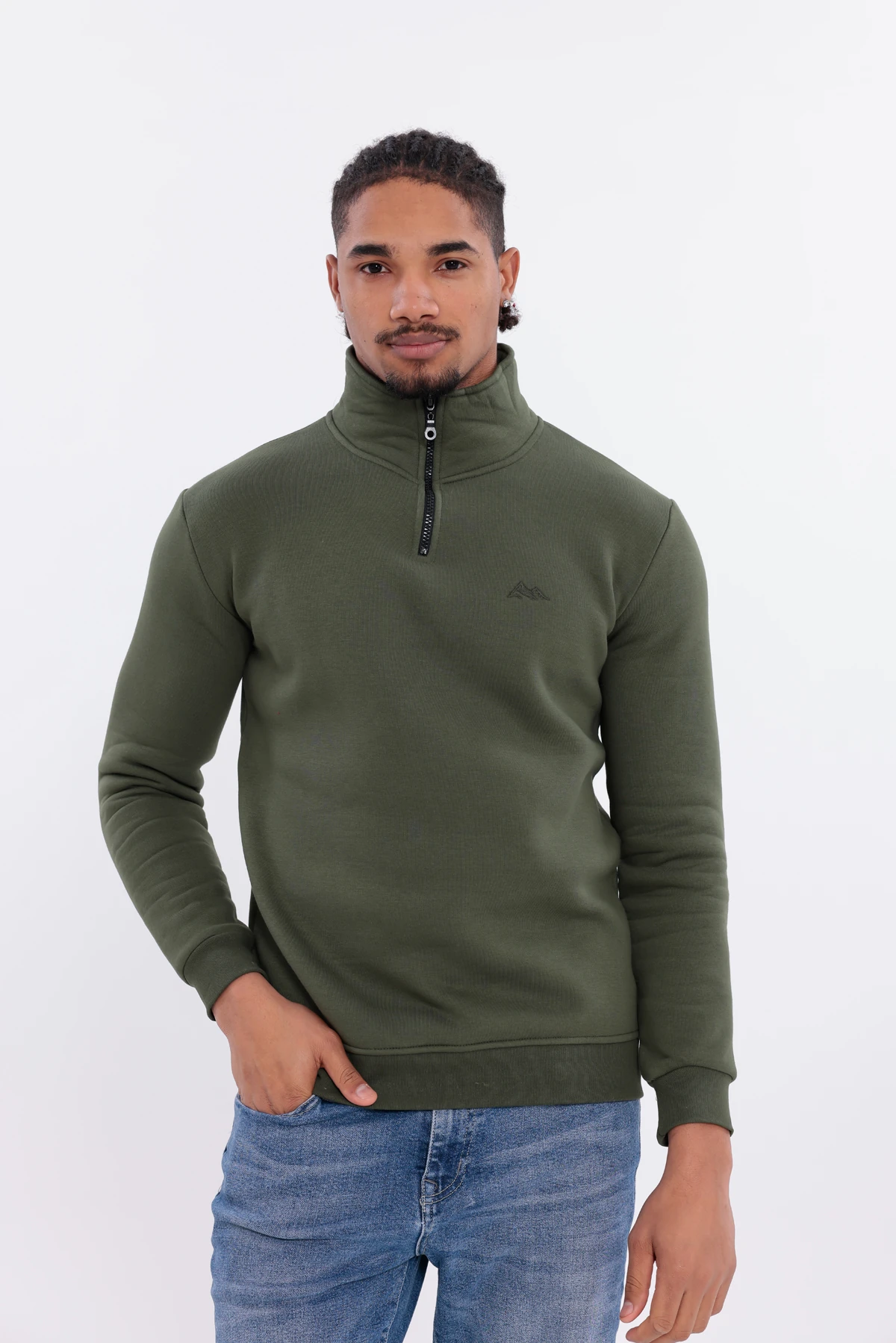 S4 Yarım Fermuarlı Sweatshirt Haki S4 Yarım Fermuarlı Sweatshirt Haki