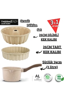 Thermoad 3'lü Vizon Set (Sosluk&Sütlük-Tart Kalıbı-Kek Kalıbı)