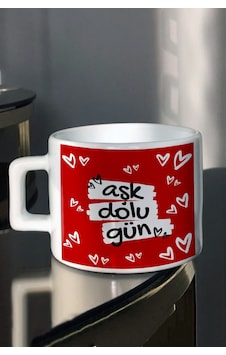 Sevgililer Günü Aşk Dolu Gün Baskılı Espresso Çay Fincanı Beyaz Sevgililer Günü Aşk Dolu Gün Baskılı Espresso Çay Fincanı Beyaz