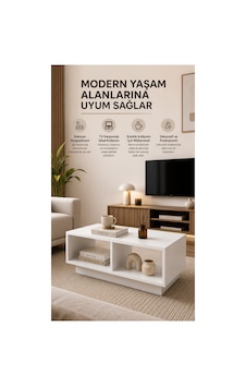 Modern Beyaz Orta Sehpa Açık Raflı Çok Amaçlı Salon Sehpası 90x45x30 Cm Beyaz Beyaz Modern Beyaz Orta Sehpa Açık Raflı Çok Amaçlı Salon Sehpası 90x45x30 Cm Beyaz Beyaz