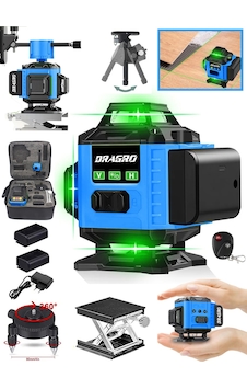 DRG-TLZR128 128 Vf Mavi 12 Köşe Otomatik Hizalama Lazer Metre 360 Derece Yatay Dikey Çapraz Kumandalı Çantalı