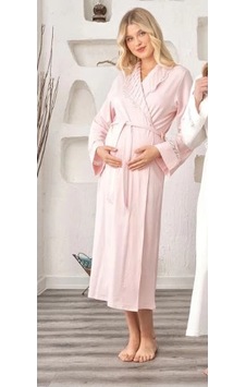 Angbutik Bone 5930 Lycra Nevrürlü Şal Yaka Sabahlık Pudra