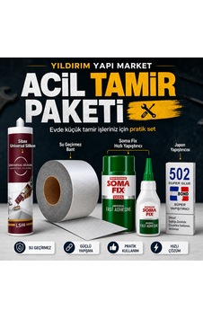 Acil Tamir Paketi 4 Lü Set: Universal Silikon, Su Geçirmez Bant, Hızlı Yapıştırıcı Ve Japon Yapıştırıcısı Adet-4 Adet