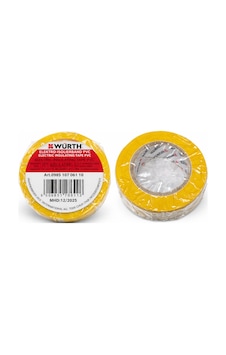 Würth Sarı Elektrik Bandı 15mm X 10m Pvc İzole Bant Profesyonel Elektrik İzolasyon Bandı 1 Adet