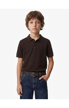 Koton Pamuklu Triko Kahverengi Erkek Çocuk Polo Yaka T-shirt 7wkb90006tt