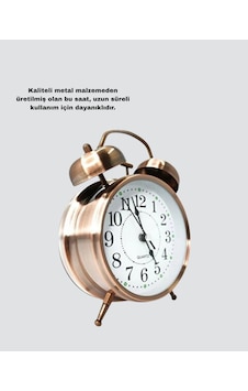 Nostaljik Büyük Boy Metal Masa Saati Bronz Kaplama Ve Yüksek Sesli Alarm Çokrenkli Nostaljik Büyük Boy Metal Masa Saati Bronz Kaplama Ve Yüksek Sesli Alarm Çokrenkli