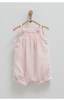 Kıpırık Baby Kız Bebek Müslin Tulum Pembe Çiçek Detaylı-1291 Pembe