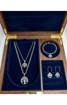 Hayat Ağacı Detaylı 3'lü Kolye Bileklik Küpe Seti Gümüş Hayat Ağacı Detaylı 3'lü Kolye Bileklik Küpe Seti Gümüş