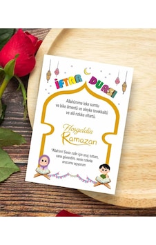 İftar Duası Kartı Çocuklara Özel 18 Adet 7x10 Cm Karton