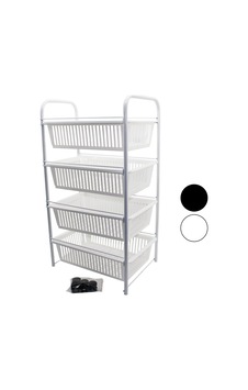 Lalezar Lzr-506 4 Katlı Çekmeli Sepet Sebzelik & Meyvelik Tekerlekli Metal Kasa Plastik Sepet- 4'li Paket