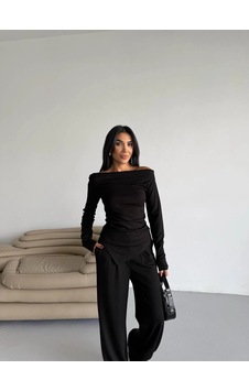 Kadın Siyah Madonna Yaka İkili Takım Kadın Siyah Madonna Yaka İkili Takım