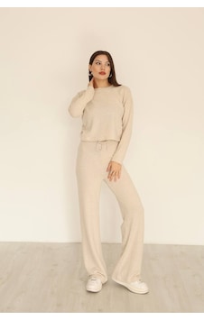 Enter Takim Yumoş Bağcıklı Pantalon Bluz Ekru Enter Takim Yumoş Bağcıklı Pantalon Bluz Ekru