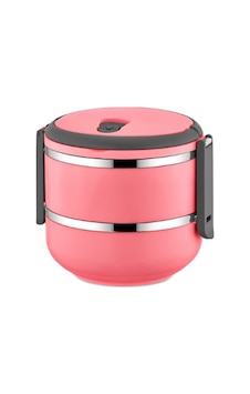 2 Katlı Sızdırmaz Yemek Termosu Sefer Tası Saklama Kabı Pembe 1.5 L