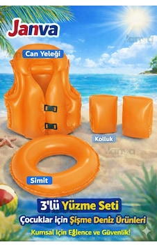 Çocuk Yüzme Seti Can Yeleği Simit Ve Kolluk 3 Lü Set Havuz Deniz Öğrenme Alıştırma Turuncu Çocuk Yüzme Seti Can Yeleği Simit Ve Kolluk 3 Lü Set Havuz Deniz Öğrenme Alıştırma Turuncu