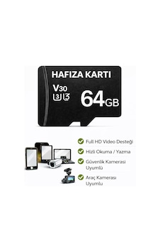 64gb V30 Hafıza Kartı Araç Ve Güvenlik Kamerası Video Kayıt Class 10 100mb/s Micro Sd Kart