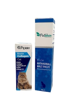 Perry Kediler İçin Biotin Collagen 50 ML + Petamin Tüy Yumağı Önleyici Malt 100 G Perry Kediler İçin Biotin Collagen 50 ML + Petamin Tüy Yumağı Önleyici Malt 100 G