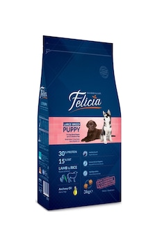 Felicia Düşük Tahıllı Kuzu Etli Büyük Irk Yavru Köpek Maması 3 KG Felicia Düşük Tahıllı Kuzu Etli Büyük Irk Yavru Köpek Maması 3 KG