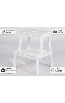 Bodur Masif Gürgen Ahşap Basamaklı Tabure Merdiven Beyaz 2 Basamaklı Bodur Masif Gürgen Ahşap Basamaklı Tabure Merdiven Beyaz 2 Basamaklı