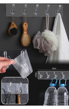 Güçlü Yapışkanlı Kapı Duvar Askısı 5'li 35 x 6.5 CM Şeffaf Çok Renkli Güçlü Yapışkanlı Kapı Duvar Askısı 5'li 35 x 6.5 CM Şeffaf Çok Renkli