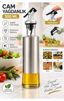 Cam Yağdanlık 300 Ml Paslanmaz Çelik Kaplamalı Akıtmaz Kontrollü Döküm Yağ Sirke Sos Şişesi Şeffaf Cam Yağdanlık 300 Ml Paslanmaz Çelik Kaplamalı Akıtmaz Kontrollü Döküm Yağ Sirke Sos Şişesi Şeffaf