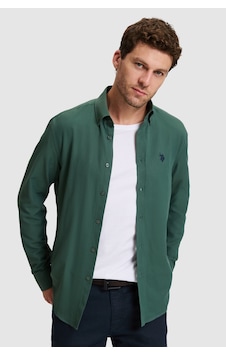 U.S. Polo Assn. Erkek Koyu Yeşil Uzun Kollu Basic Gömlek 50324708-vr079 Koyu Yesıl