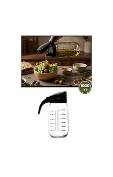 Ölçülü Cam Kavanoz Yağdanlık Sosluk Sütlük 1000 Ml, Derin Ölçekli Şeffaf Sıvı Depolama Ve Sos Şişesi