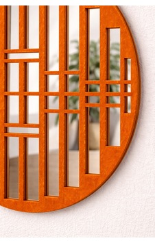 Oval Ayna Pleksi Duvar Dekoru Keçe Detaylı Modern Aynalı Tablo Turuncu Turuncu Oval Ayna Pleksi Duvar Dekoru Keçe Detaylı Modern Aynalı Tablo Turuncu Turuncu
