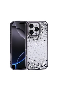 Apple iPhone Uyumlu 16 Pro Kılıf Airbag Tasarımlı Damla Taşlı Şeffaf Zore Pera Silikon Kapak - Siyah Apple iPhone Uyumlu 16 Pro Kılıf Airbag Tasarımlı Damla Taşlı Şeffaf Zore Pera Silikon Kapak - Siyah