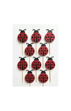 Uğur Böceği Simli Cupcake Kürdanı Doğum Günü Parti Ve Pasta Süsü 10lu 5 Cm Uğur Böceği Simli Cupcake Kürdanı Doğum Günü Parti Ve Pasta Süsü 10lu 5 Cm