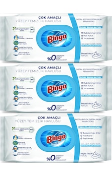 Bingo Clean Yüzey Temizlik Havlusu 96 Yaprak Beyaz Sabun 3 Lü Bingo Clean Yüzey Temizlik Havlusu 96 Yaprak Beyaz Sabun 3 Lü